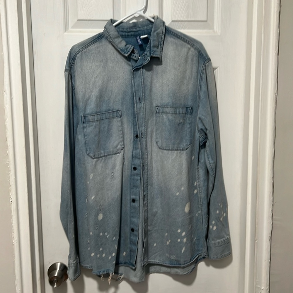 Large denim long sleeve button down